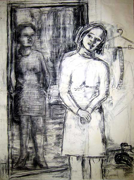  Consumer series, Charcoal on paper with collage, 2004 