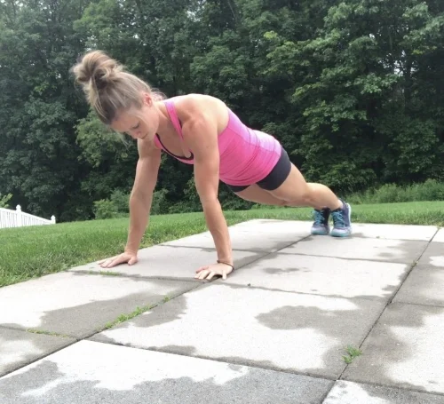 Starting position for mountain climbers.  Keep shoulders over hands.
