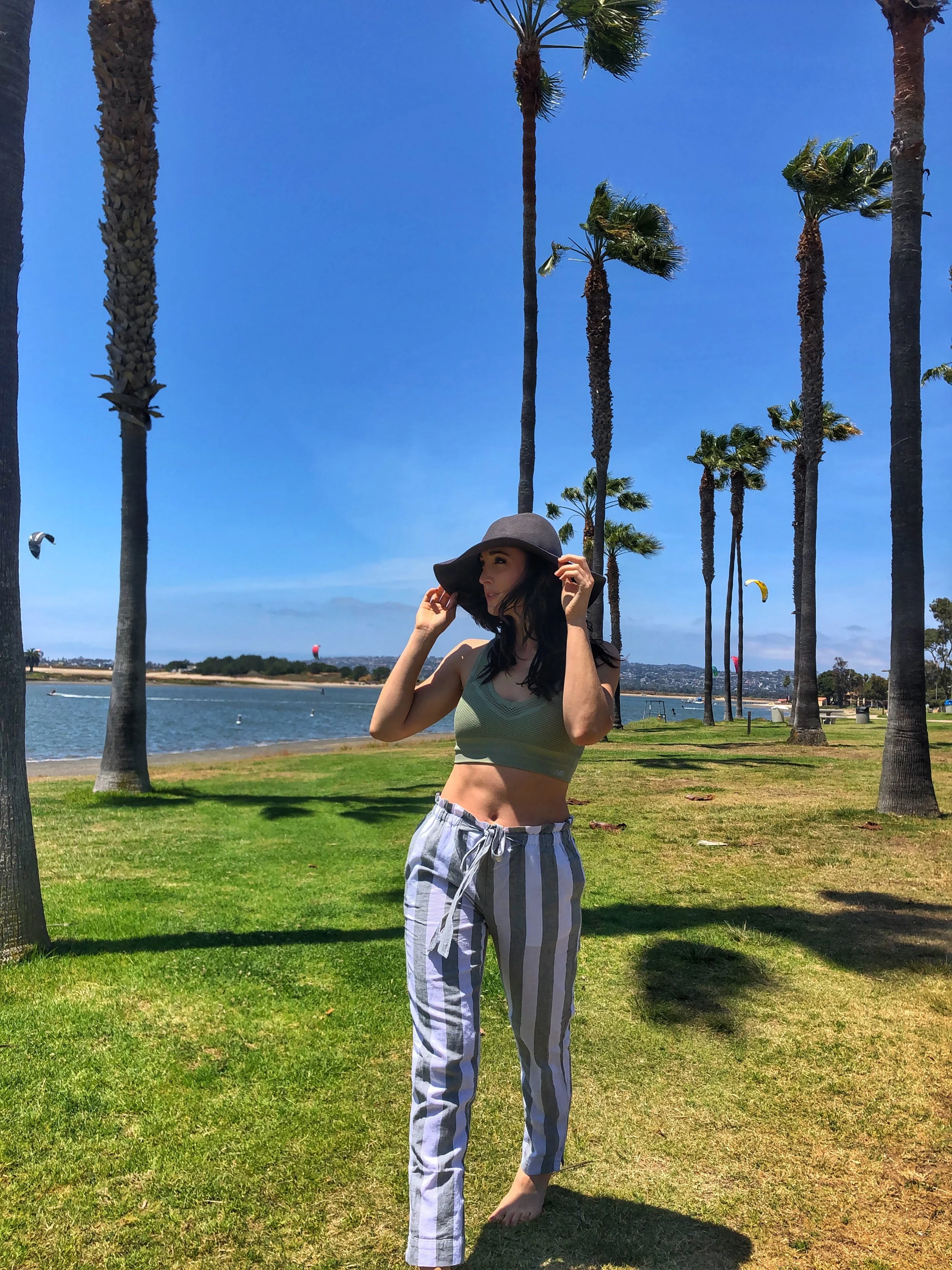 Mission Bay Park. Linen pants in San Diego.