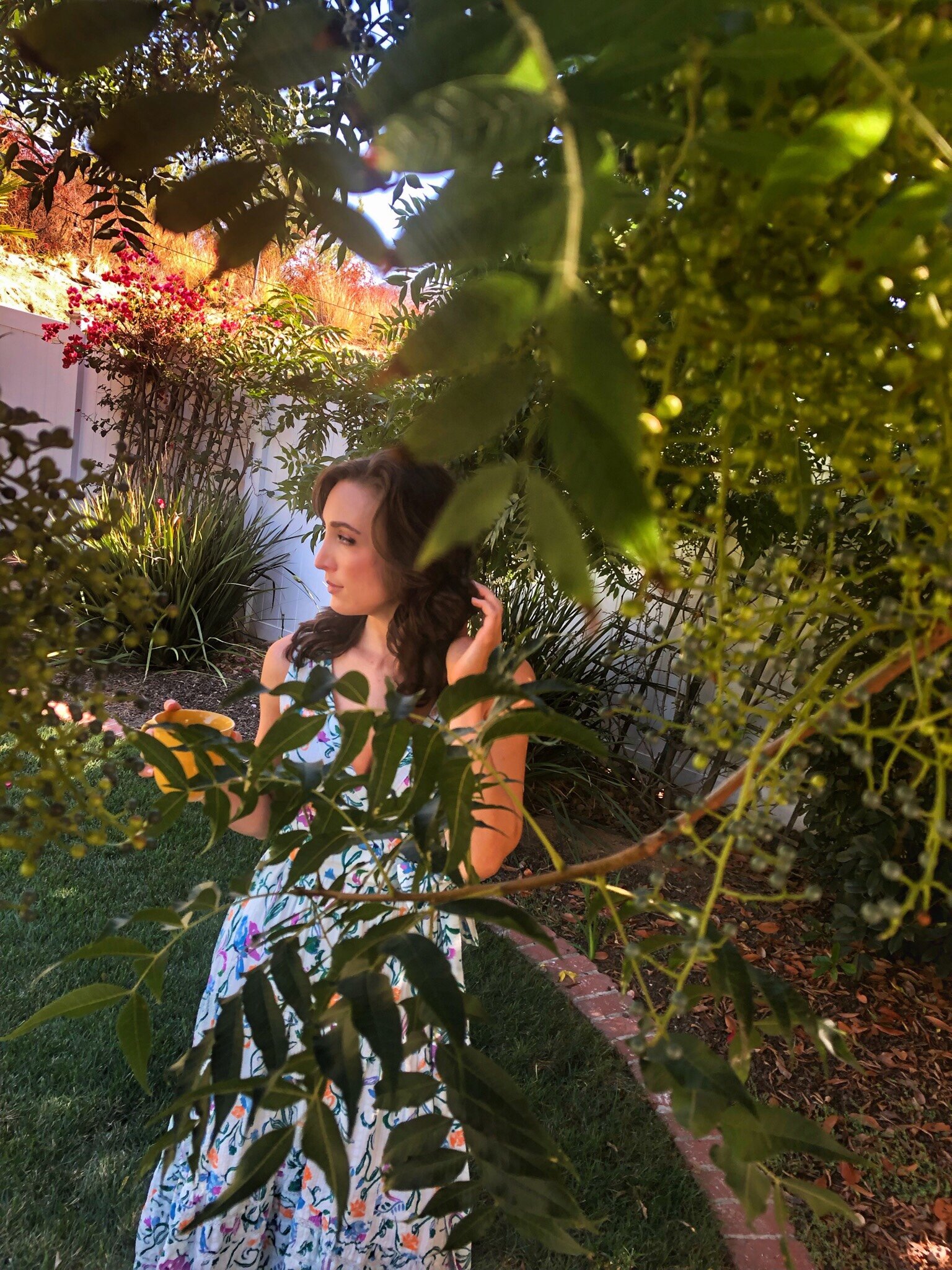 contemplating life in San Diego, California. Tanya Taylor Neves Dress.