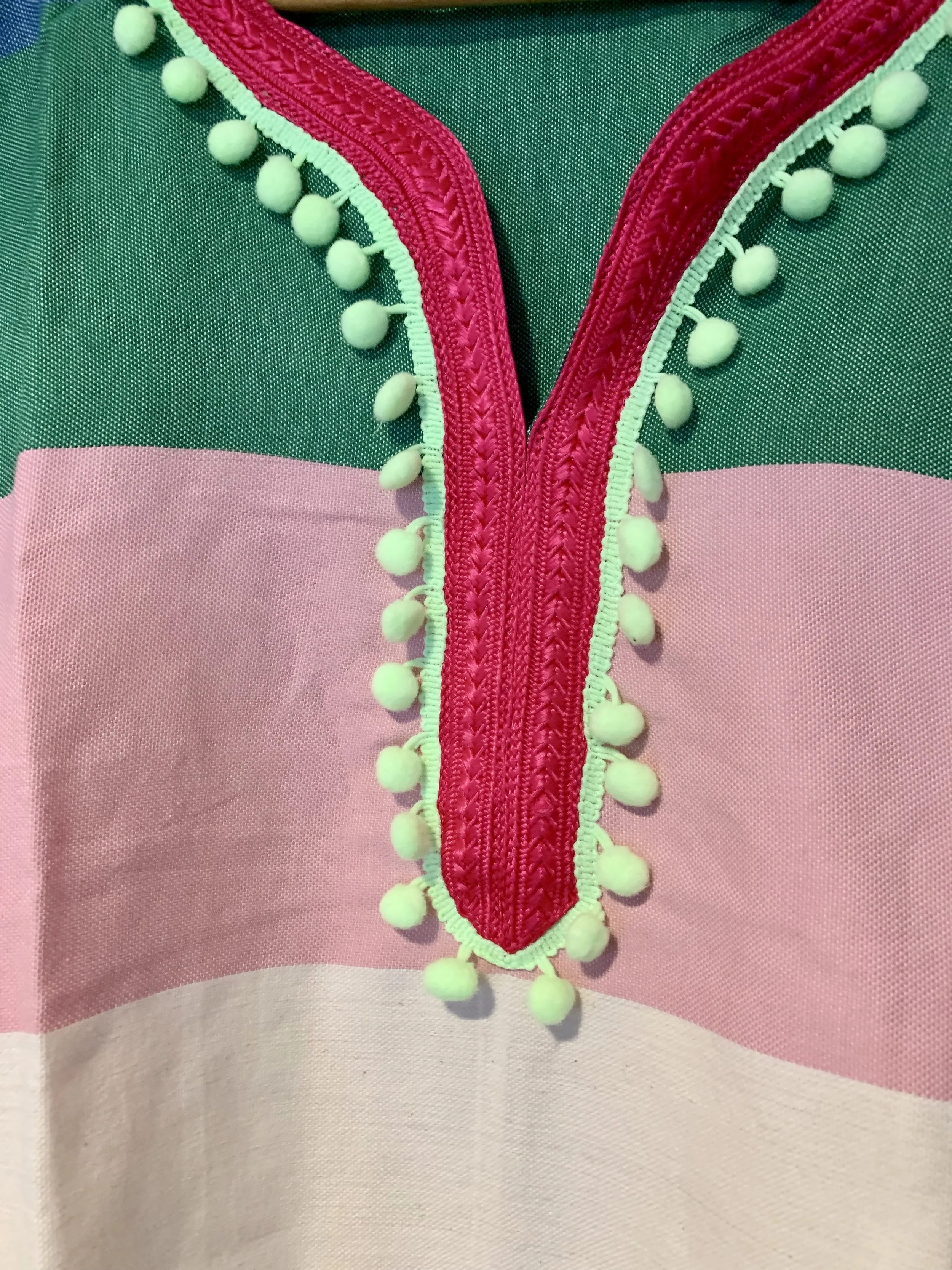  Tunisian Jebba Pink Green and Blue Stripes