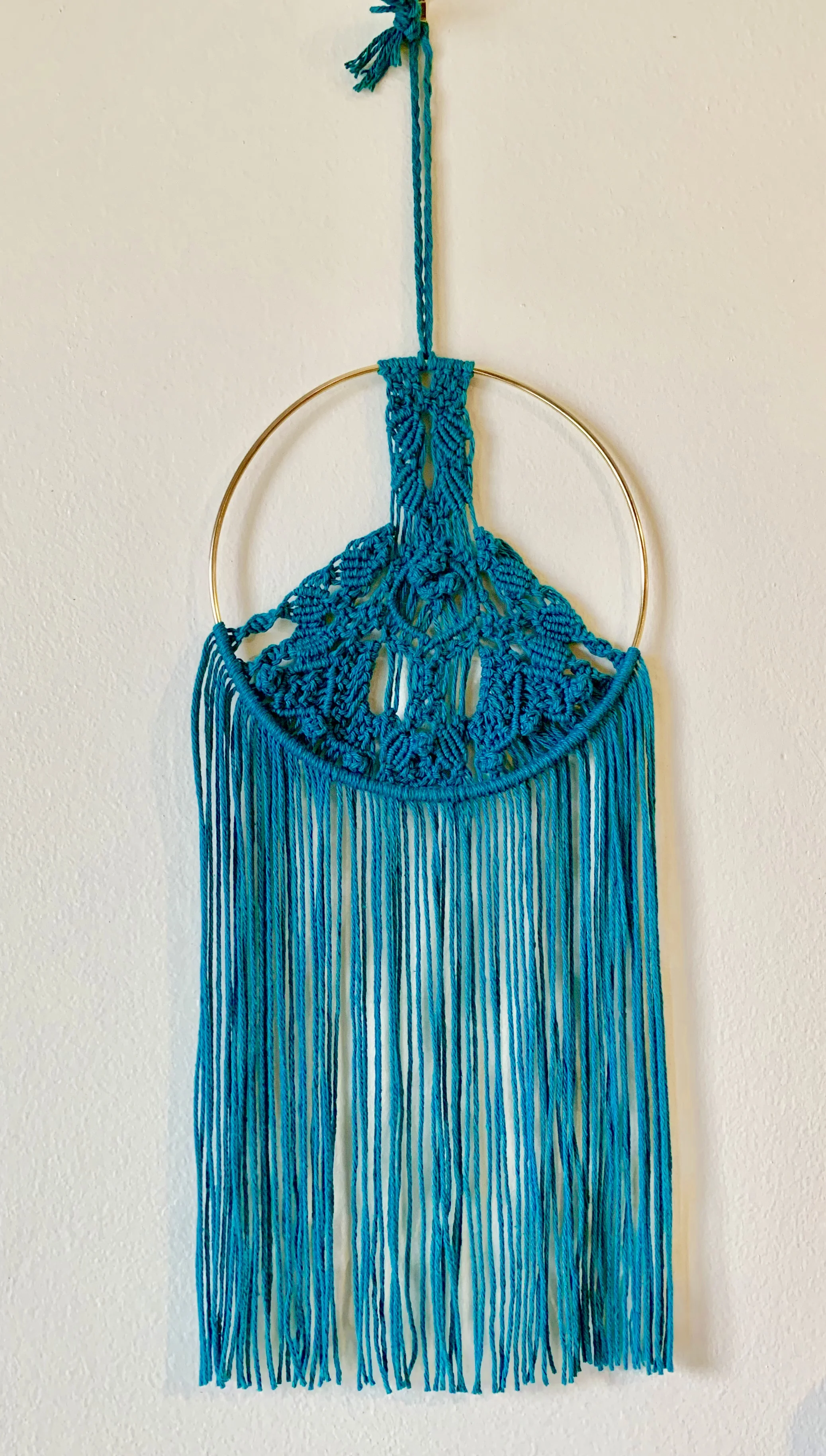 Teal Cotton Hoop Macrame
