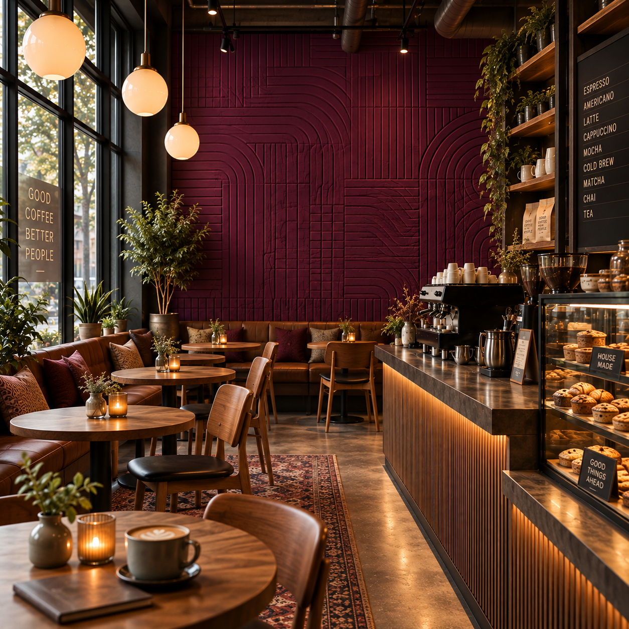 Complex Flavors Cozy Art Deco Café with Acoustic Felt