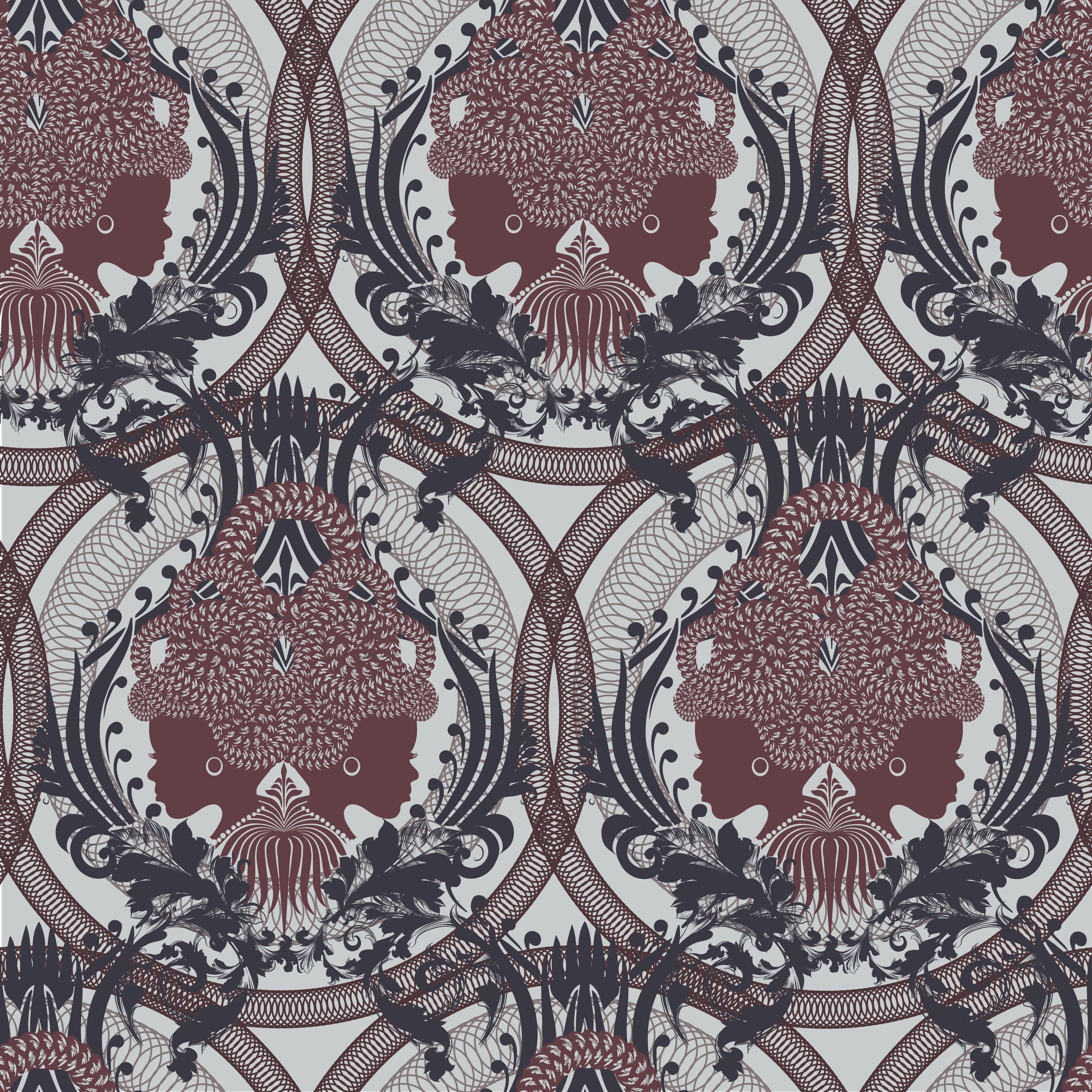 Complex Flavors Braided Majesty Velvet Ember wallpaper swatch