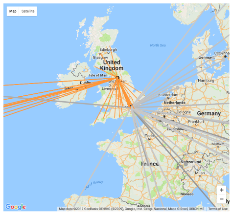 This interactive ArtMap shows the provenance of Olympic artworks from national teams (gray) and from artists' home cities (orange).