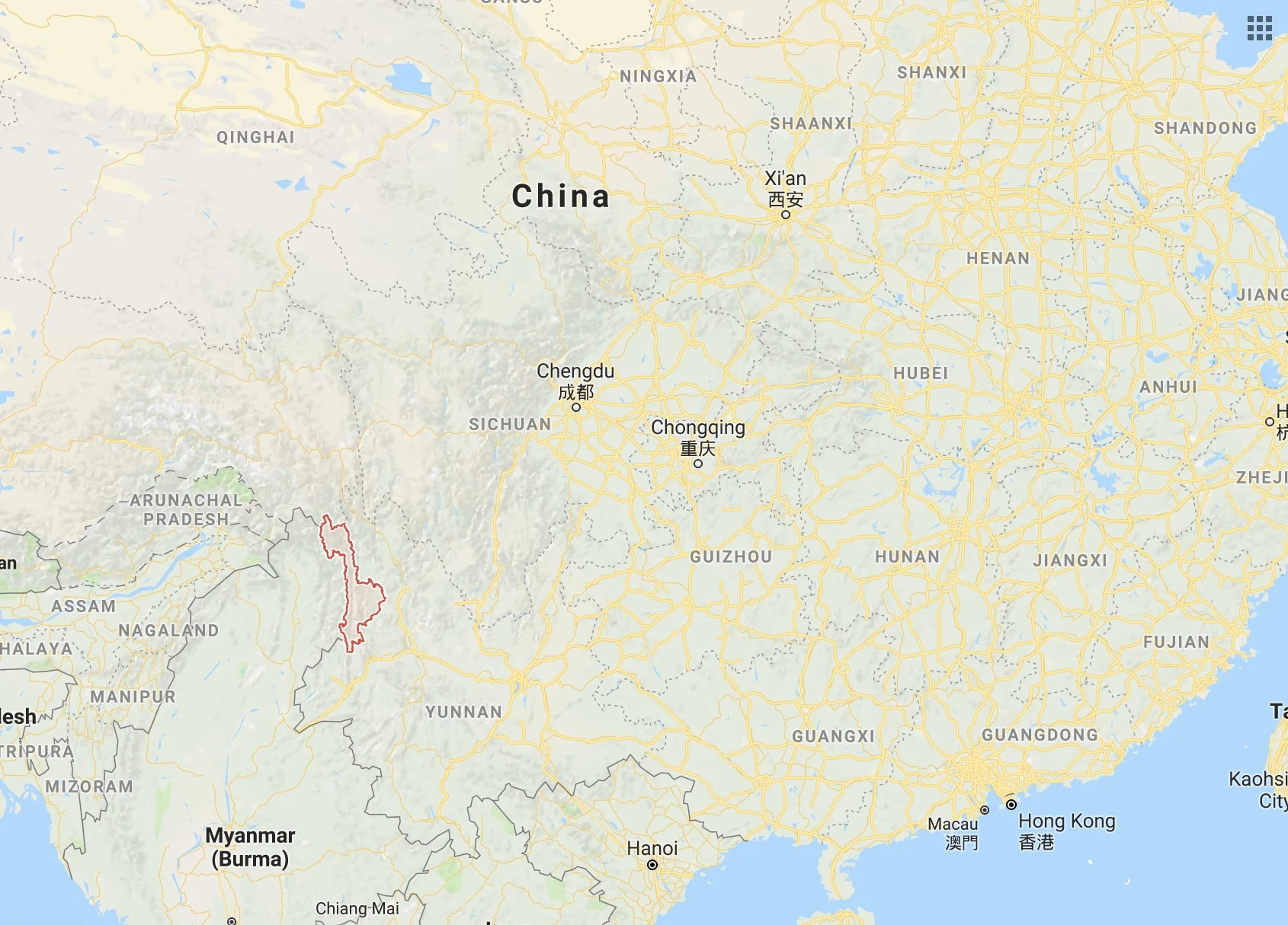 Nujiang Province within China.