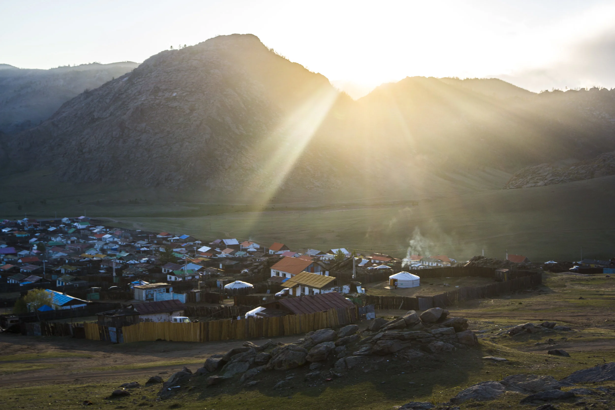 Tsetserleg at dusk. 