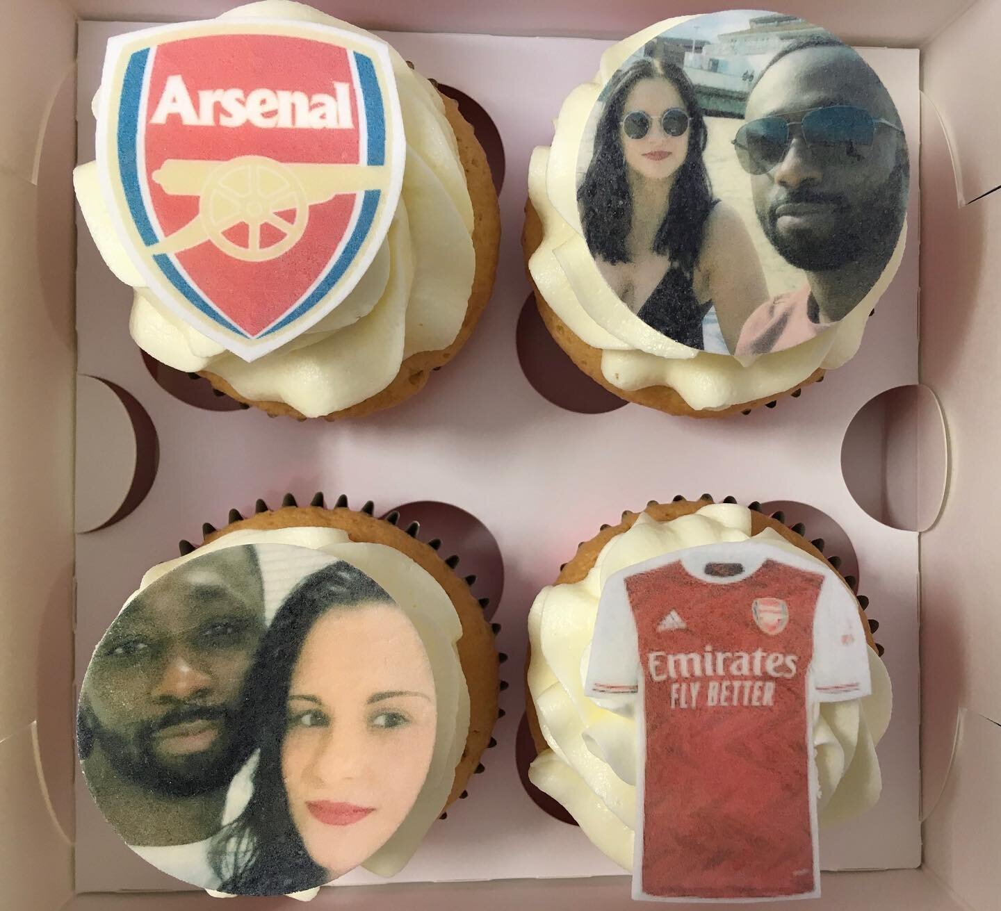 This is how custom you can make your cupcake gift- add his team and his favourite person in the whole world &hearts;️ 

#teacupsandcupcakescardiff #customisedcupcakes #histeam #arsenal #gorgeouscouple #memories #makeitpersonal #showyoucare