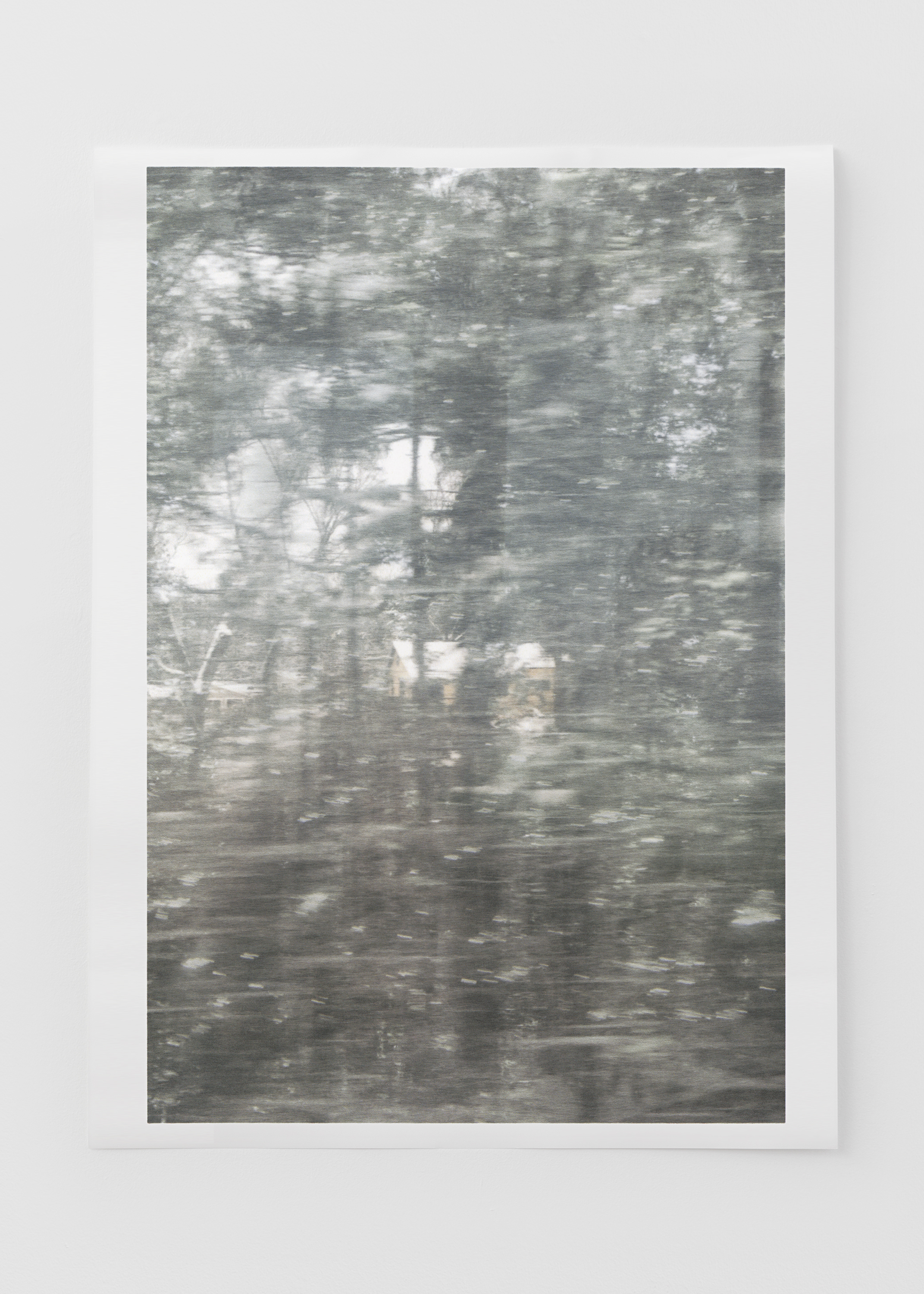   Untitled (glass, forest, house) , pigment print on paper, sheet: 98.1 × 72 cm (38 5/8 × 28 3/8 in), framed: 109 × 82.4 cm (42 7/8 × 32 1/2 in), 2019  Installation view of “the sacredness of something” at Arc One Gallery, Melbourne (2019) 