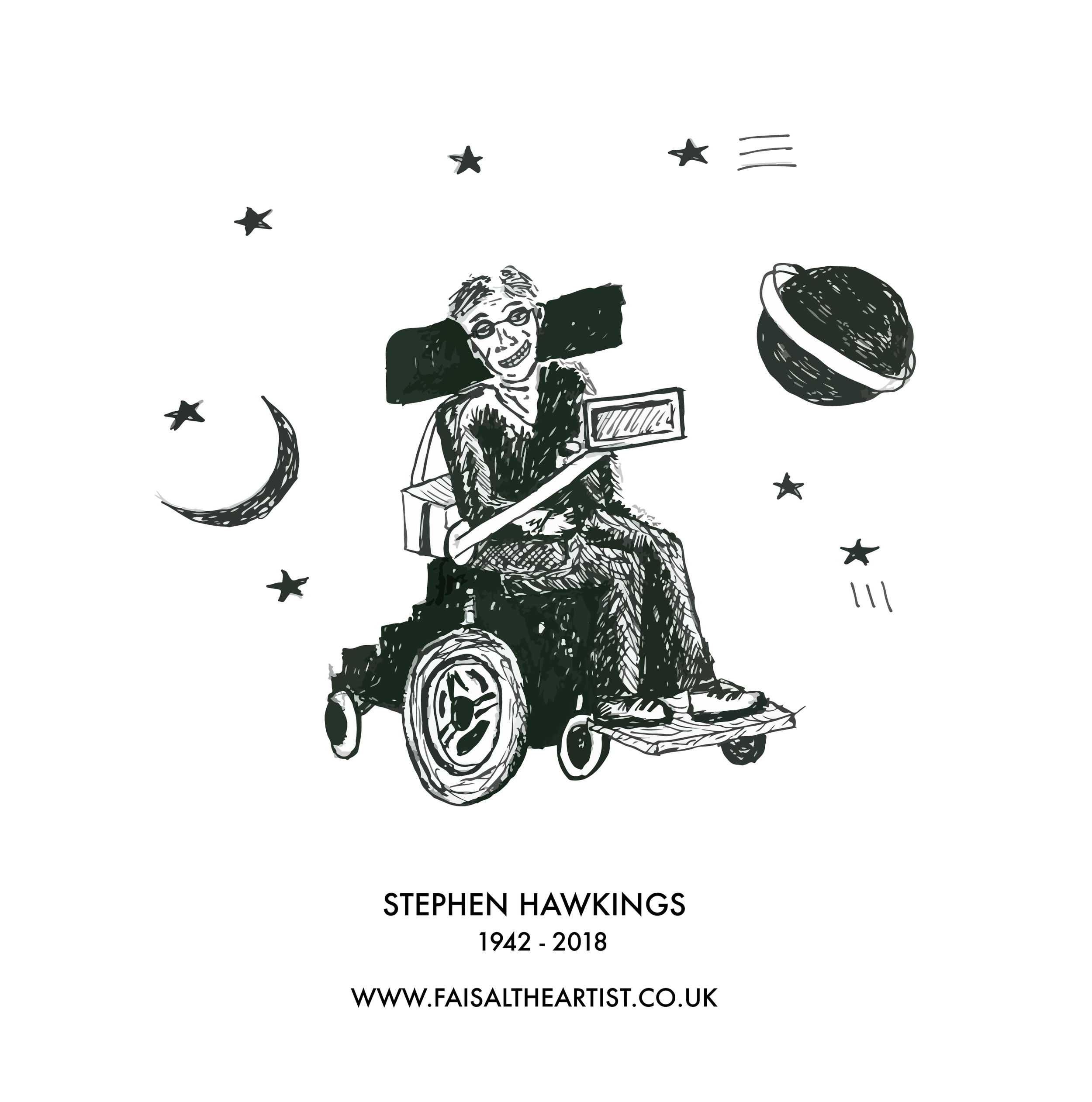 Stephan Hawking remembrance illustration