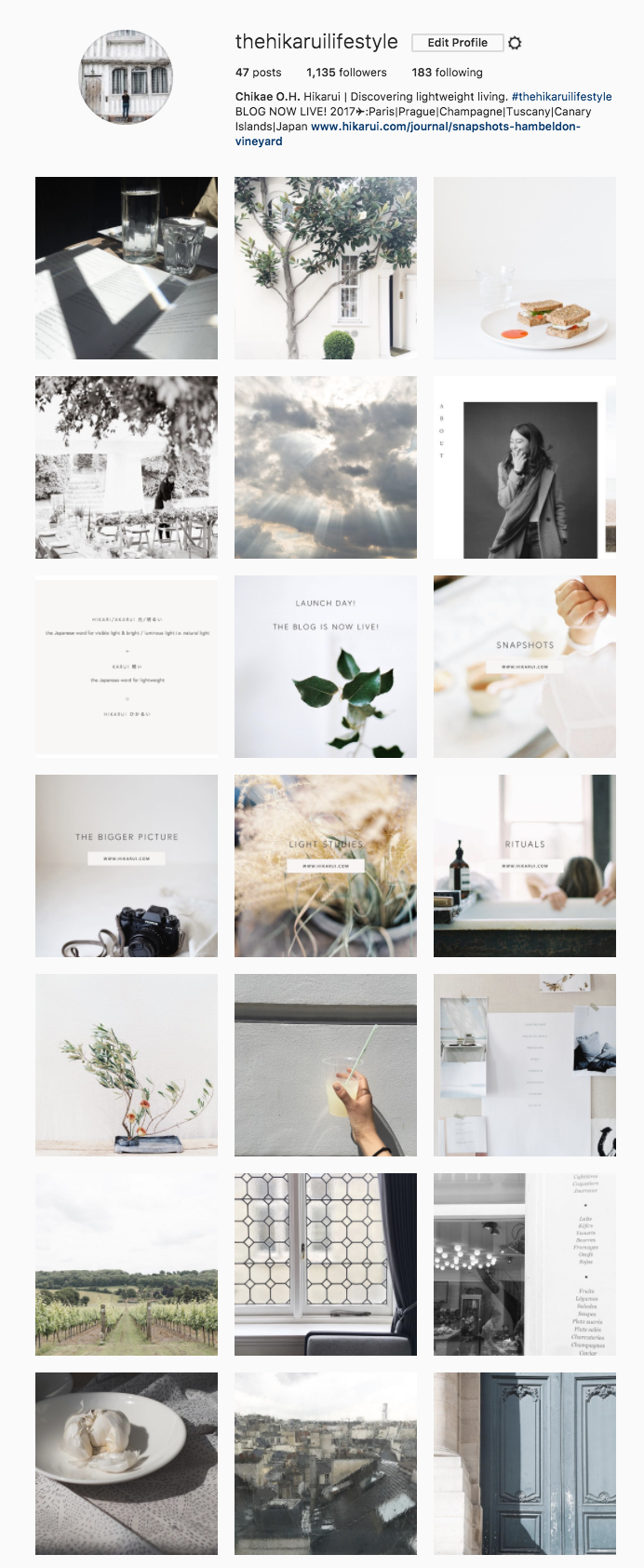 @hikarui_ (formerly @thehikaruilifestyle) Instagram Present day
