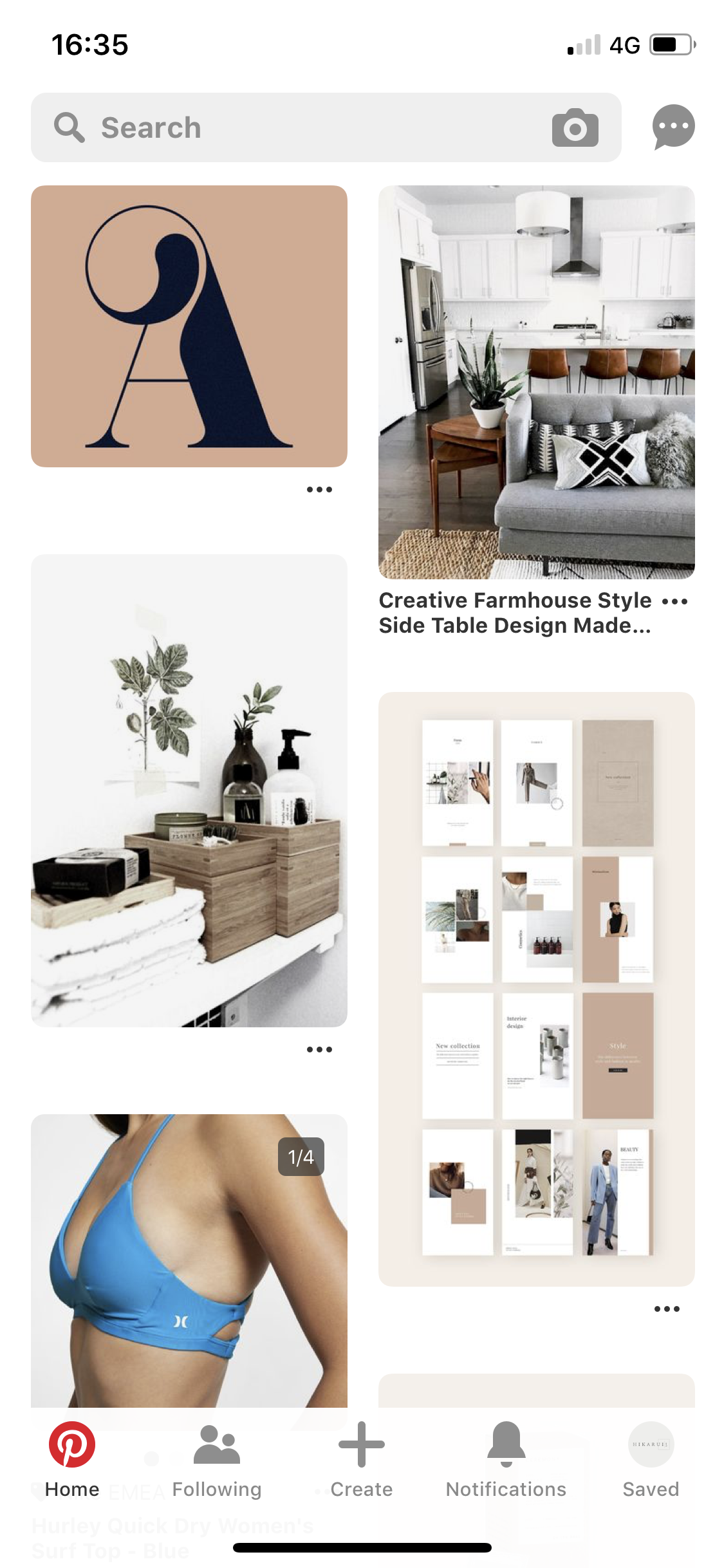Screenshot of a Pinterest feed