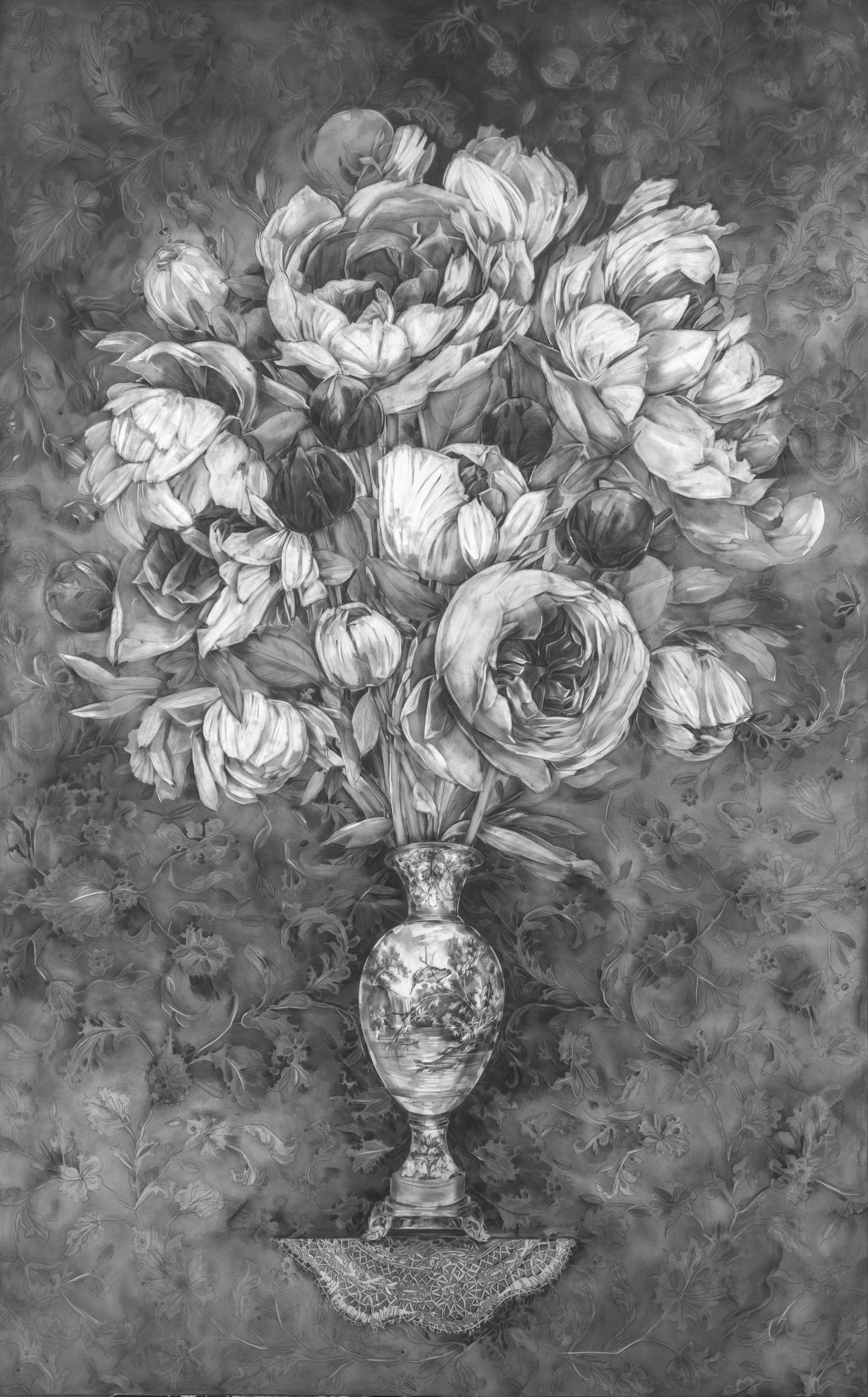 chaos in paradise   Graphite on plastic laminate   96 x 60 x 3 inches  2025  Photograph by Paul Hester