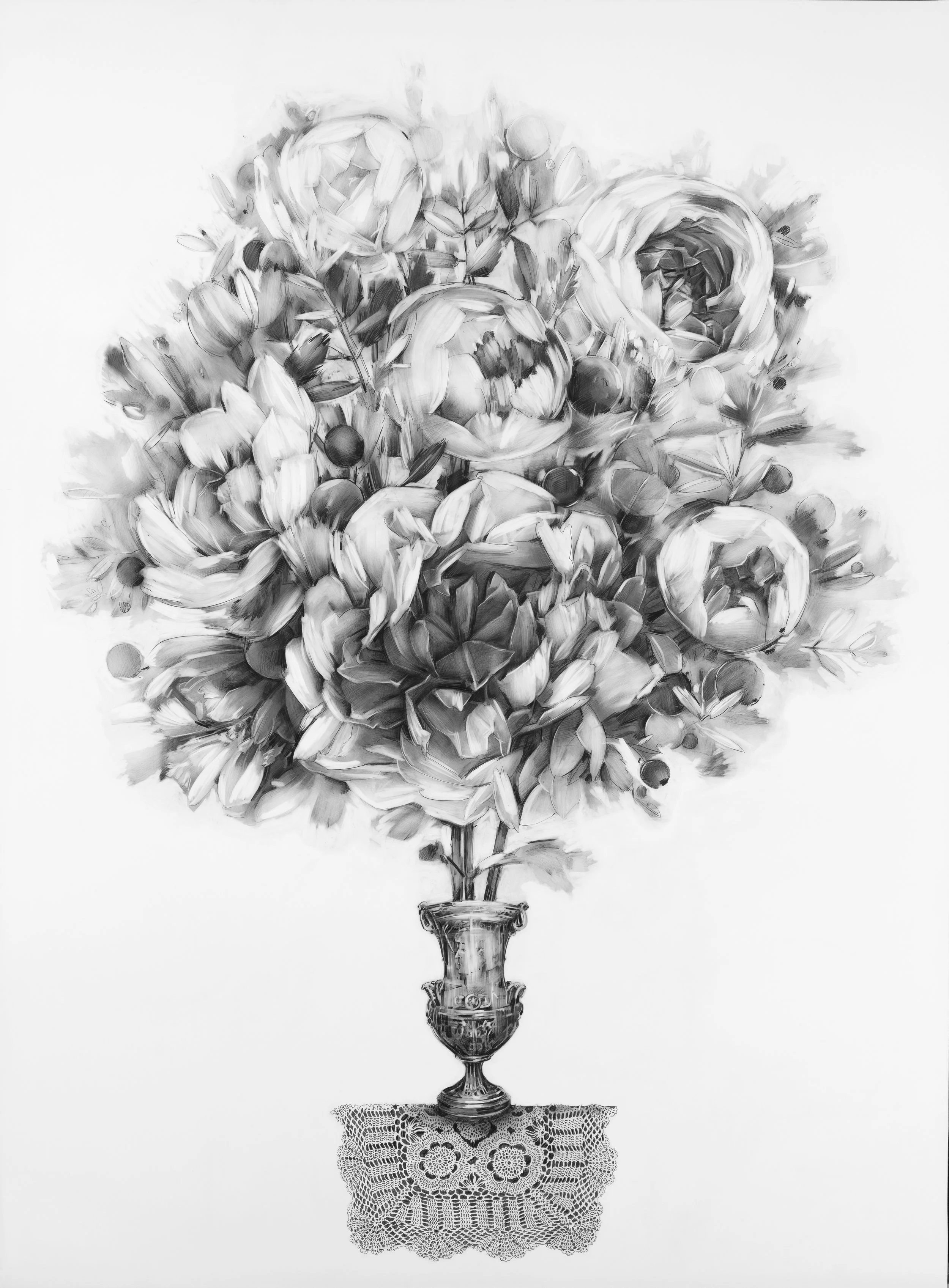 her dark bouquet    2025  Graphite on plastic laminate   60 × 44 × 2 inches   Photograph by Paul Hester
