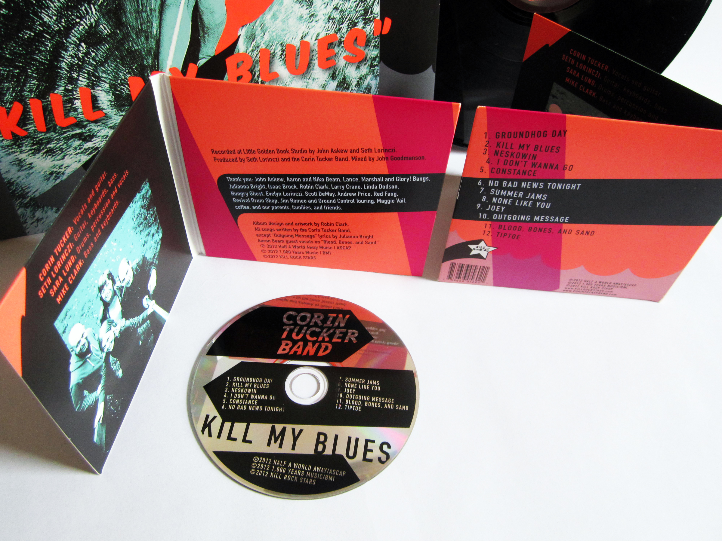 My favorite description of the album art: "It looks like The Go-Go's Vacation as interpreted by Sex Pistols sleeve designer Jamie Reid. Punk Go-Go's, by the way, is pretty much the record I'd like to hear from the former Sleater-Kinney force of nature," (Jim Keist, mysanantonio.com )
