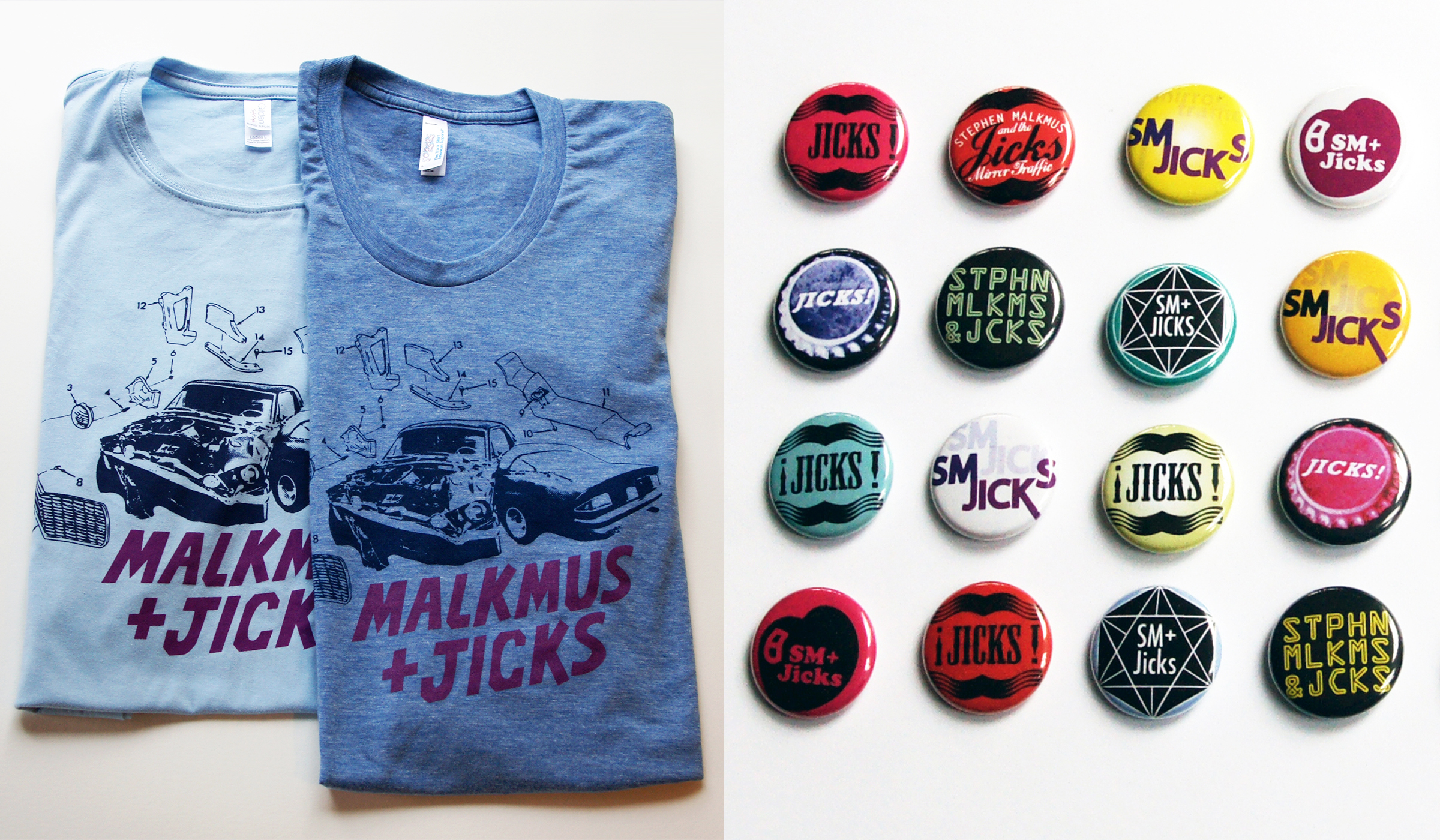 Totalled Camaros and pins! pins! pins! for Malkmus and the Jicks.