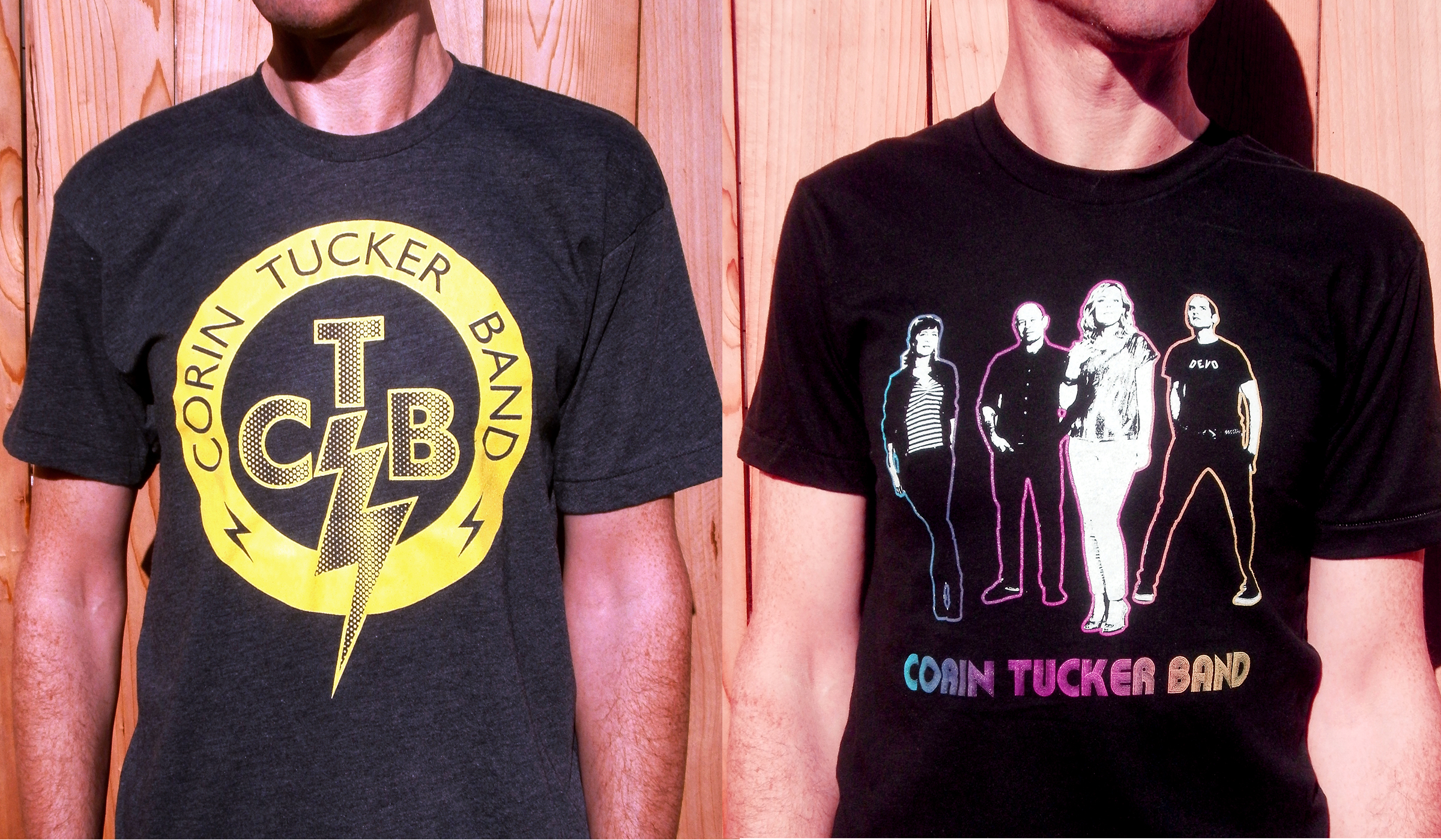 Corin wanted gender-neutral tees. Of all the designs I made, she chose this riff on Elvis' TCB logo, and this one incorporating her love of Xanadu .