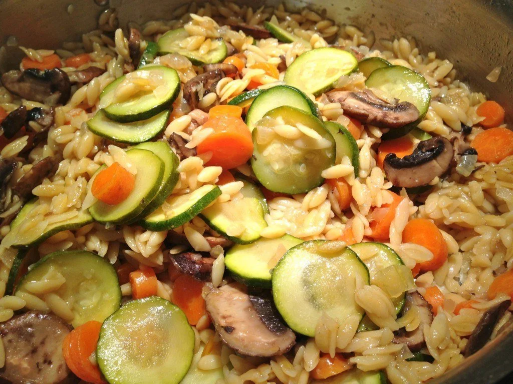 Mediterranean Style Orzo and Vegetable Sauté