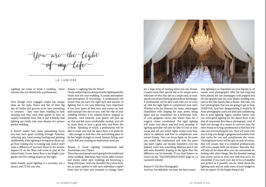 The light of my life Hitched wedding magazine 2015