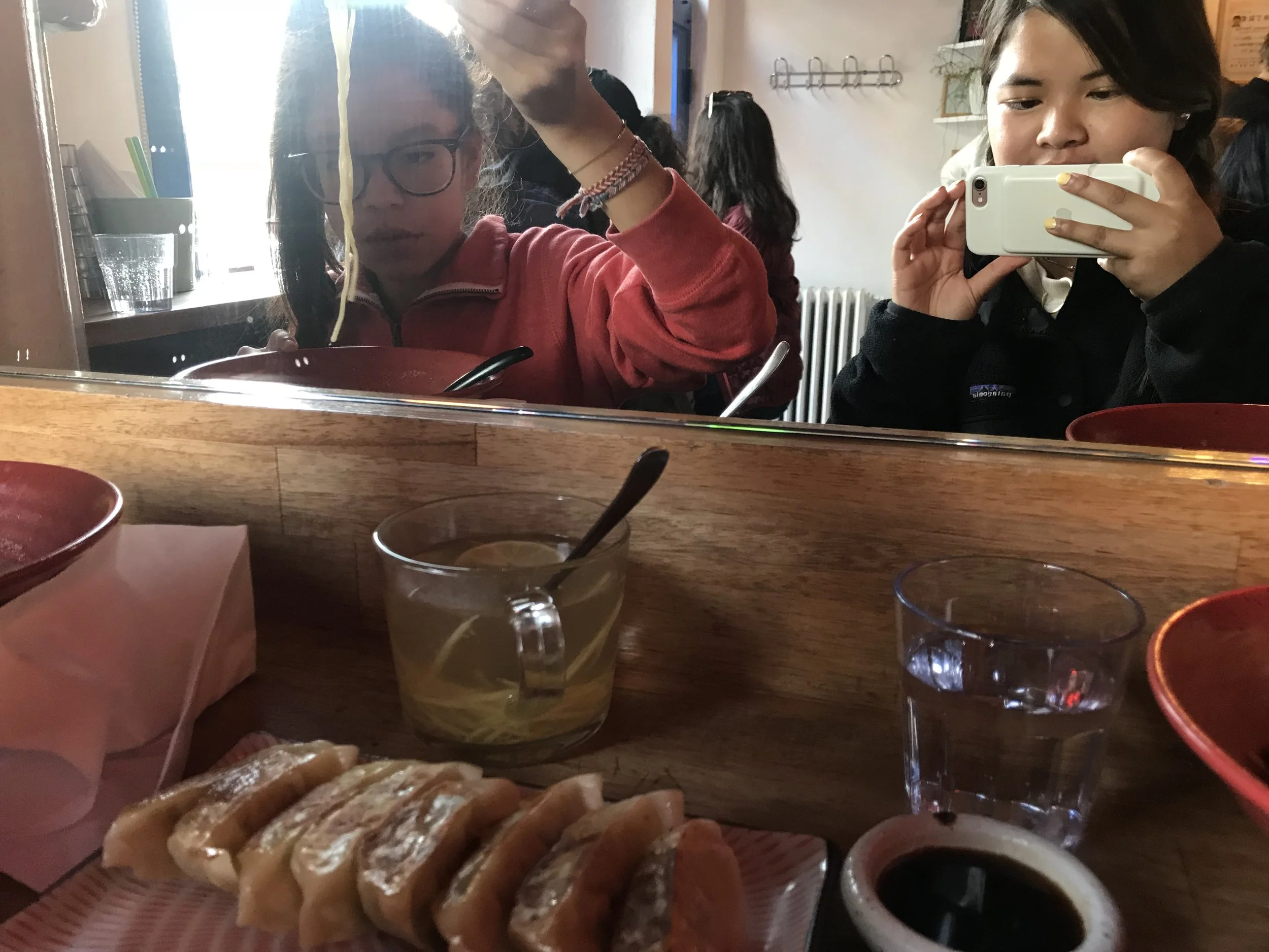 For our first official meal, we went to Ramen Momo, a tiny little ramen cafe where everyone sits on stools that make up the perimeter of the restaurant. The food was soooo yummy, but the ginger tea is what really made me happy.