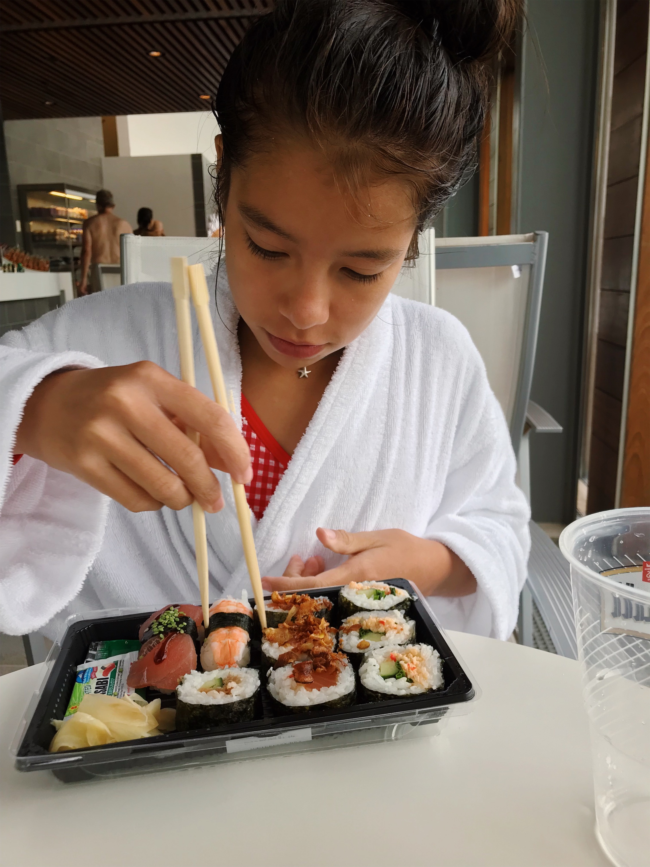The next day we were up bright and early to head to the blue lagoon!! We were the second people in line when it opened. After some swimming in the lagoon, we got a bit hungry and decided to head to the café. Honestly, this was probably the best sushi I had ever had, which is a bit weird since we were in Europe, in a little café that had a variety of foods…
