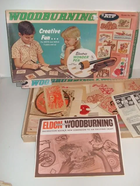 A VINTAGE 1970'S WOODBURNING KIT, SIMILAR TO THE ONE MENTIONED IN THIS EPISODE.