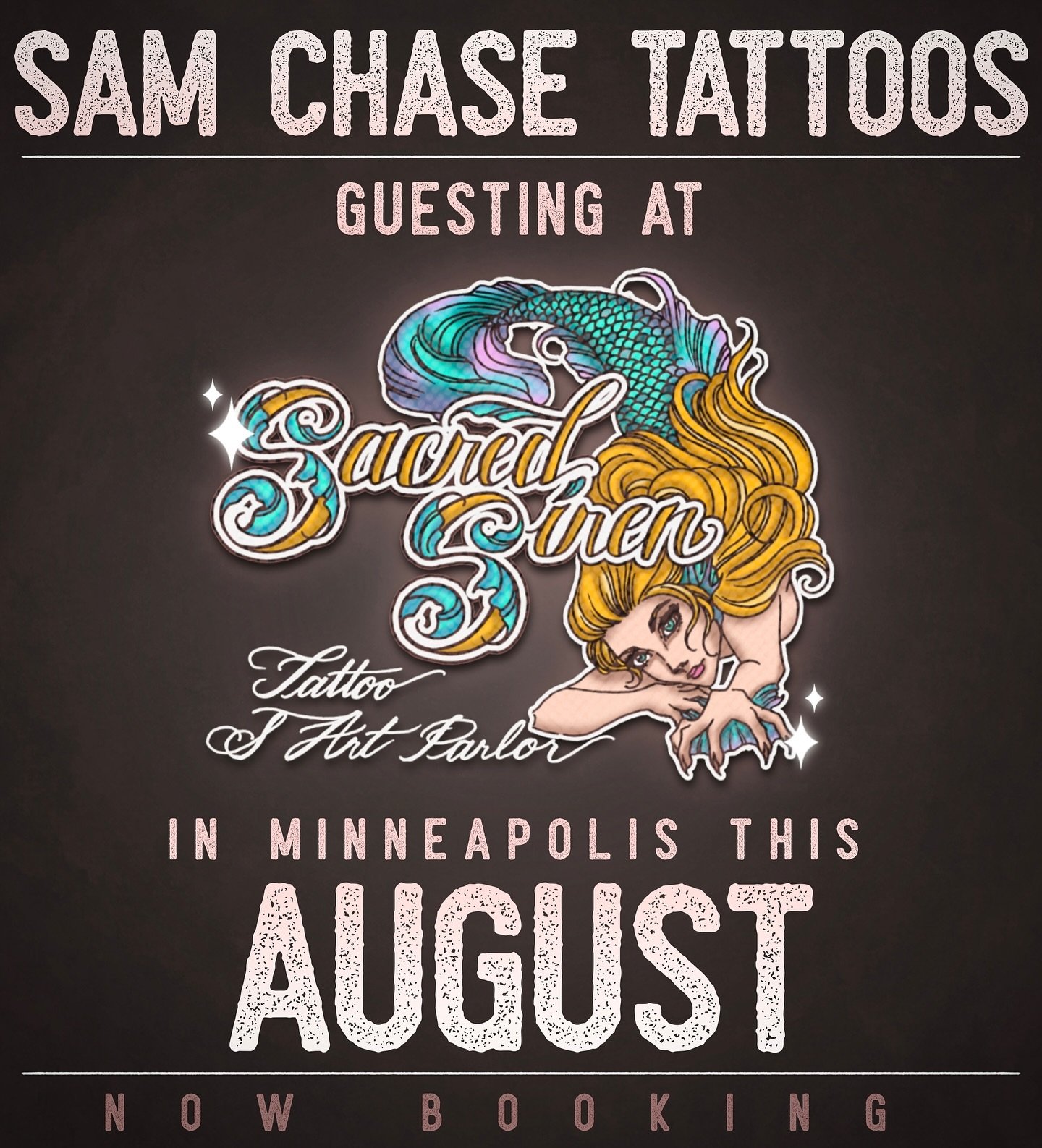 EEEEEEEE so exciting! ✨🧜&zwj;♀️ I&rsquo;ll be guest spotting at the fabulous @sacredsirenparlor this August! This will be my first guest spot for tattooing, I&rsquo;m so beyond stoked 😎 I know it&rsquo;s a ways away, but I am currently booking for 