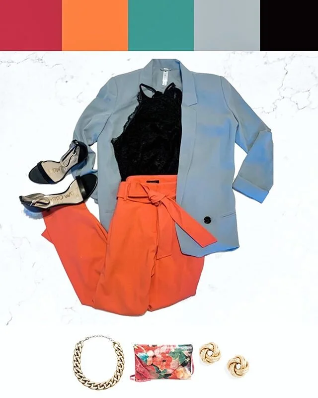 Did you know you can use the color wheel to help create outfits? ✨⁣
⁣
With the color wheel, you can use color combinations to spark your creativity when it comes to mixing and matching your pieces. This look is inspired by complementary colors (color
