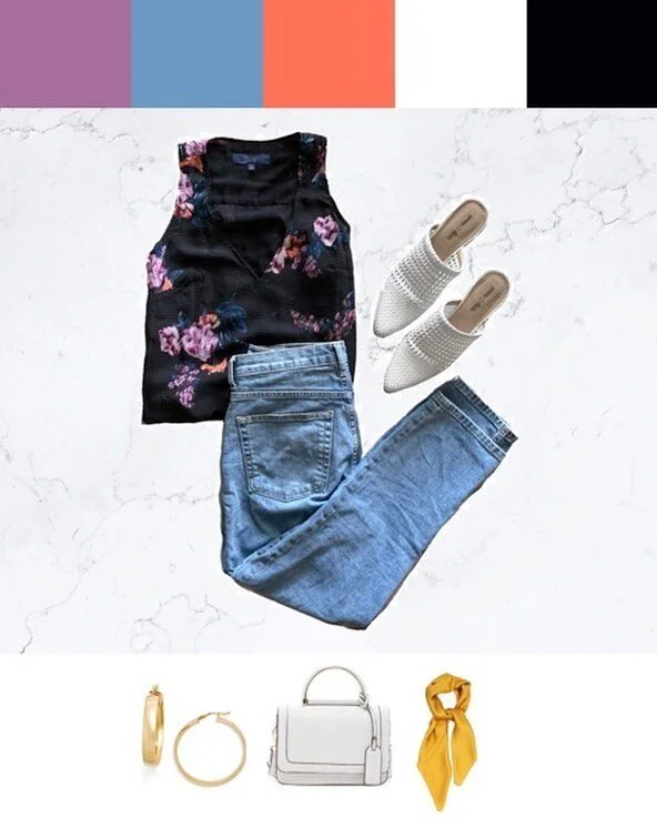 Oh how we love a neck scarf and fun mules! ✨