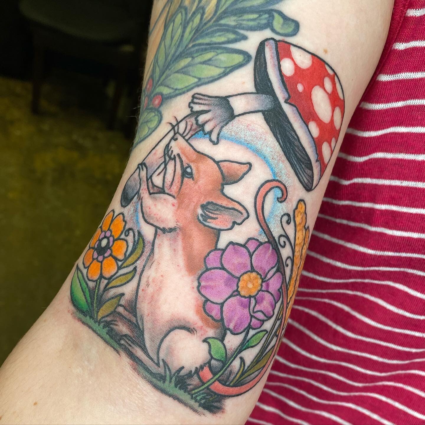 Right in the elbow ditch so hard to get a photo of the whole bb. This dude learned the secrets of NIHM and he&rsquo;s off to teach his friends. Thanks Lindsey!!! (Also snagged a photo of the 9 to 5 tattoo we did a while back, with some tiny touch ups