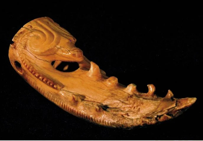 An ancient whale-tooth carving from the Otago Museum