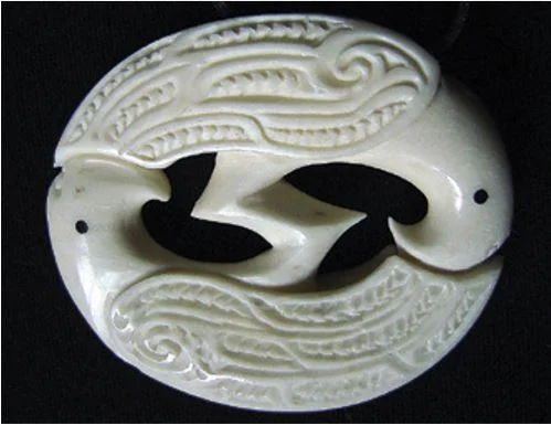 Two carvings of kākā, New Zealand’s energetic bush parrots, which lend themselves to being paired because of their exuberant playfulness