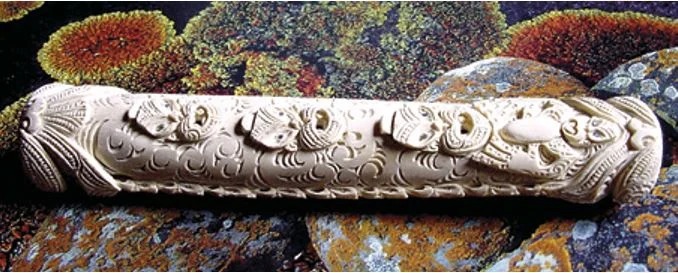 A koauau carved from ostrich bone 