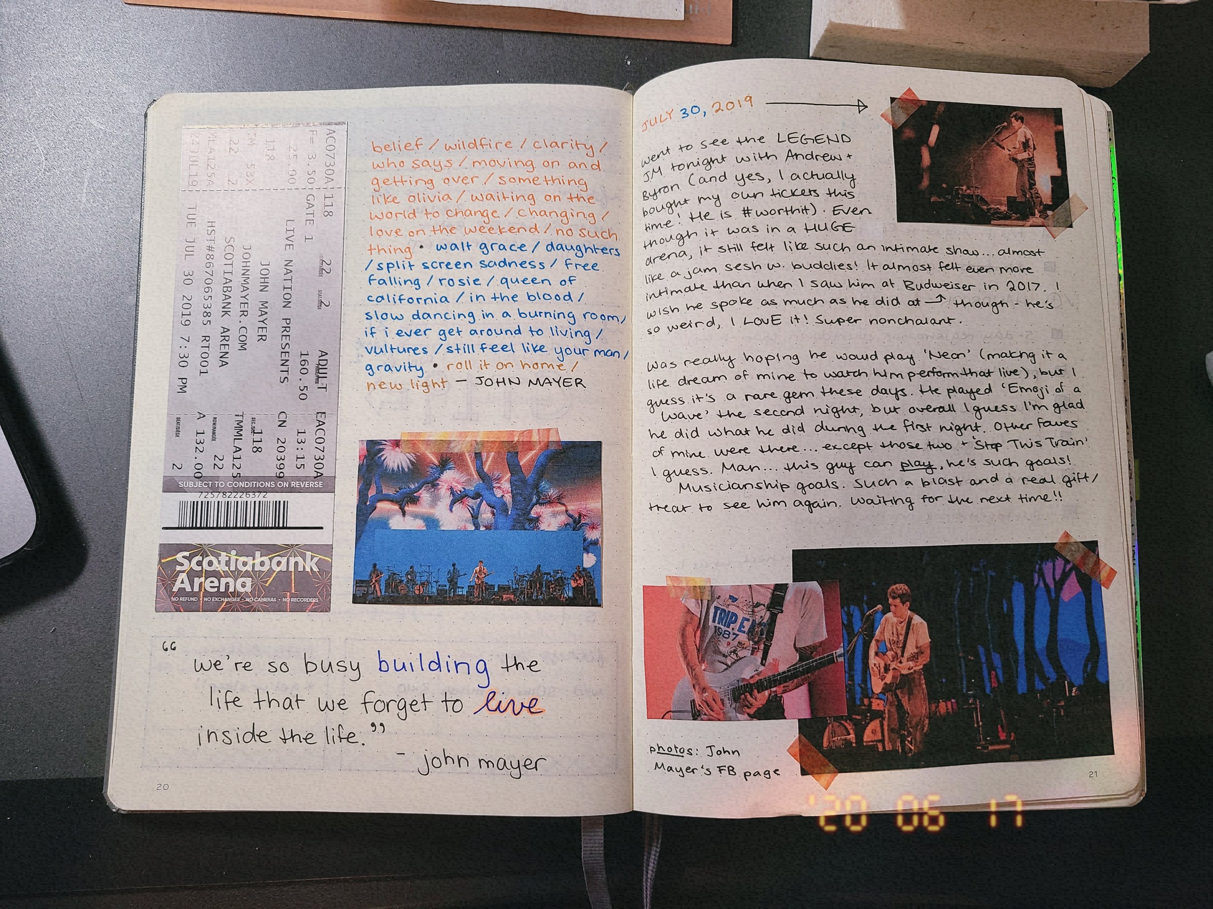 John Mayer Concert Journal Entry