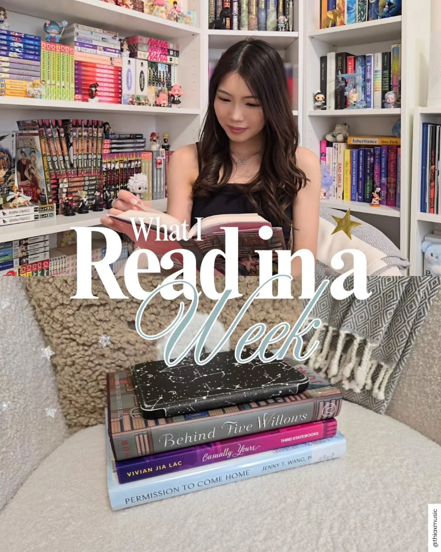 forever too ambitious with my reading goals (it doesn't help that i'm a chronic mood reader) BUT i managed to keep track of what i read in a week!

── .✦ 𝑩𝑶𝑶𝑲𝑺 𝑹𝑬𝑨𝑫:

&bull; behind five willows - june hur (@junehwrites)
&bull; permission to 