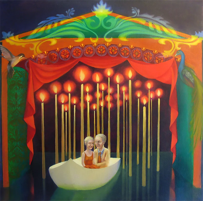 John, afloat with Granny.