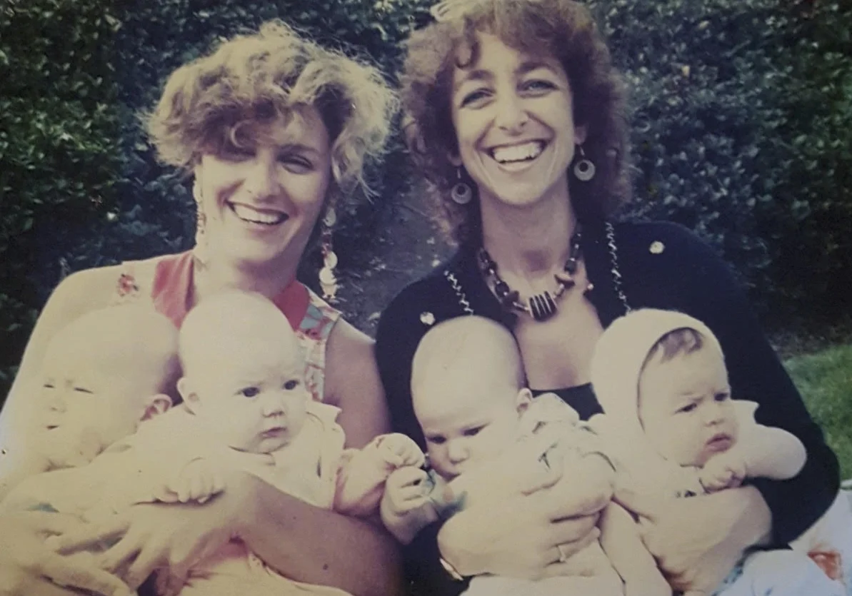 Paula in the 80's at a picnic reunion for her midwifery families. With her is Catharine Chichakian, a midwife Paula trained. Regarding her approach as a mentor to her students, "From the moment they start with me, I don’t see them as a student, but as a midwife. So, they learn to step up and be the midwife because they are treated that way."
