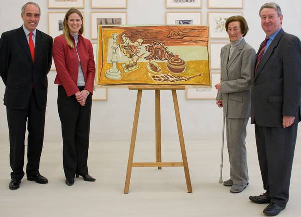 Übergabe des Bildes „Stilleben mit weißer Kerze“ von Prof. Heinrich Kamps Foto © Babette Bangemann, Kunstakademie Düsseldorf im Jahre 2009