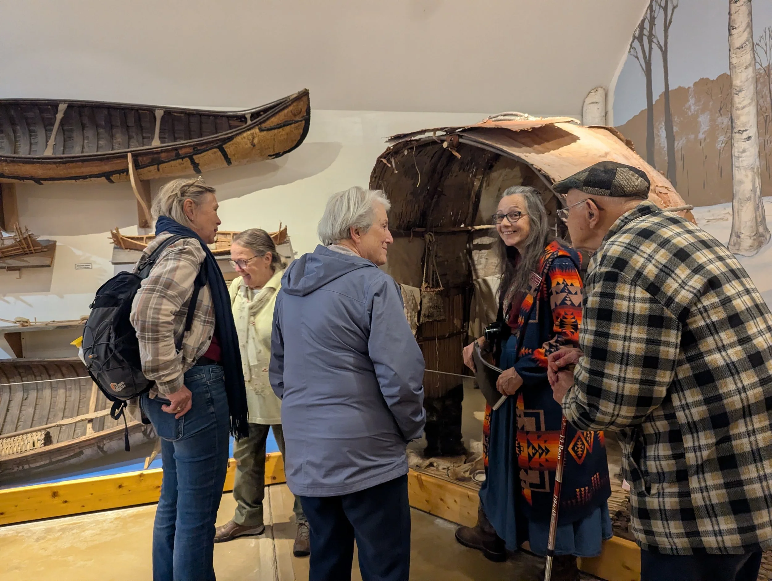 Older adults enjoying a guided visit at Mt. Kearsarge Indian Museum in New Hampshire
