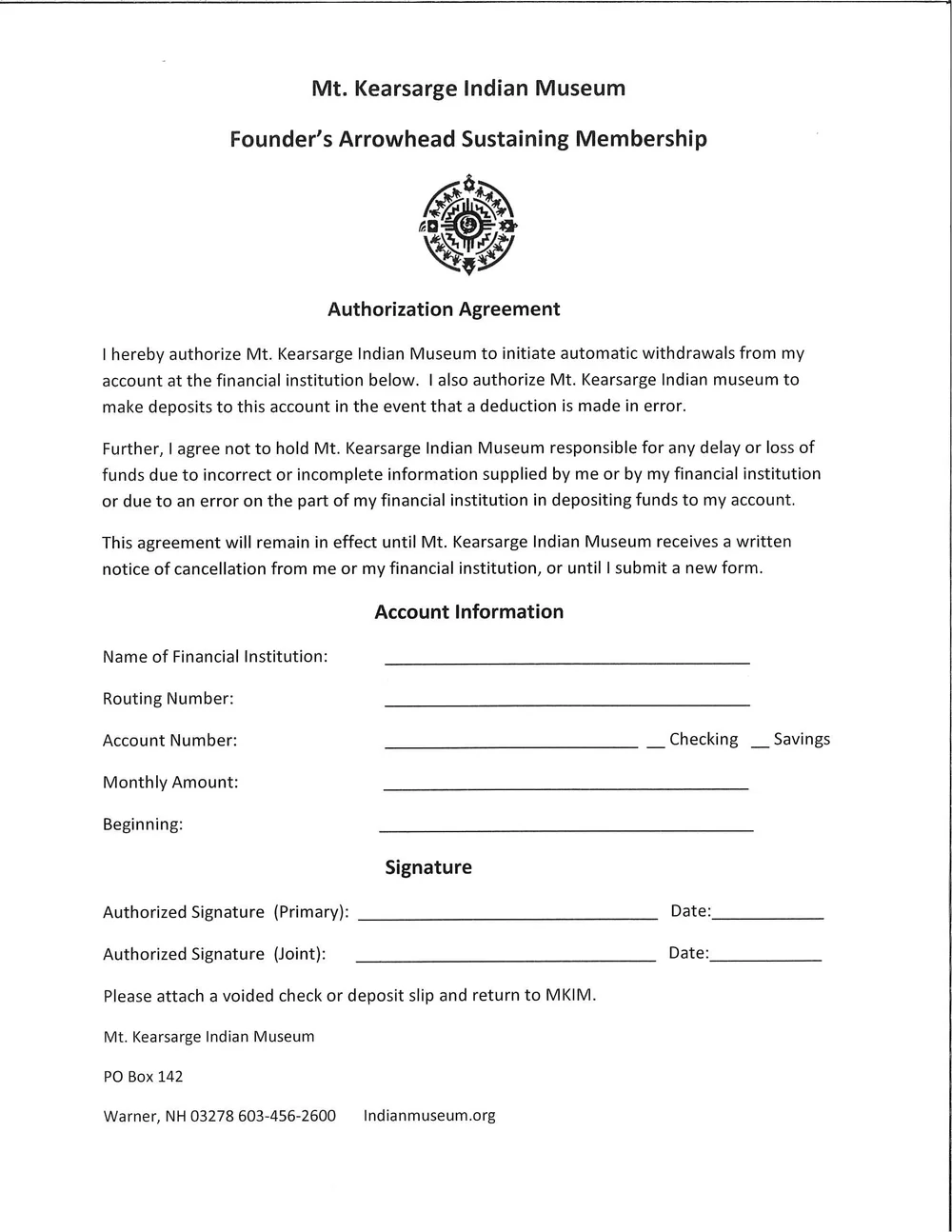 Sustaining Membership — Mt. Kearsarge Indian Museum