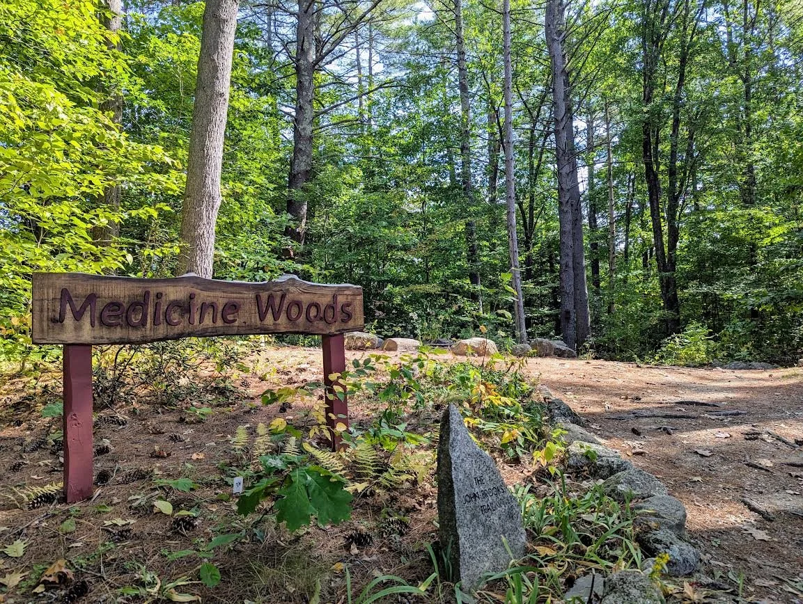 Medicine Woods trail sign at Mt. Kearsarge Indian Museum in New Hampshire