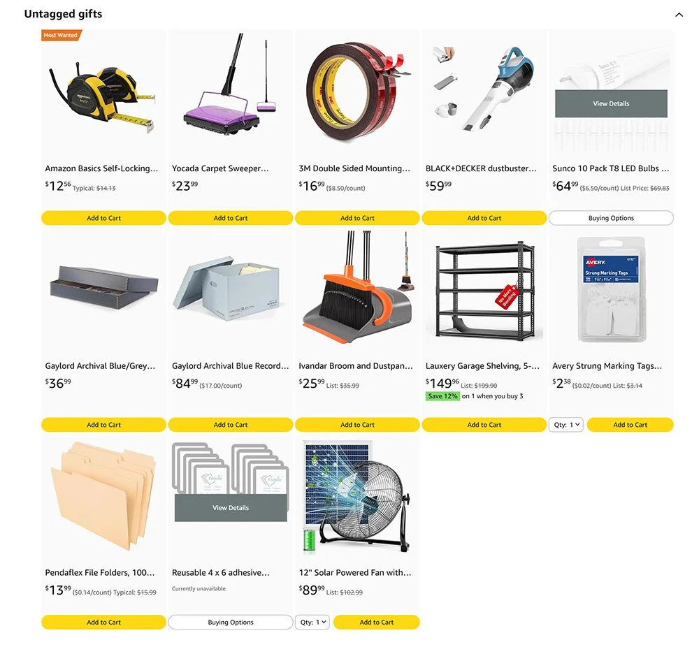 Amazon Wishlist page supporting donations for Mt. Kearsarge Indian Museum programs and operations