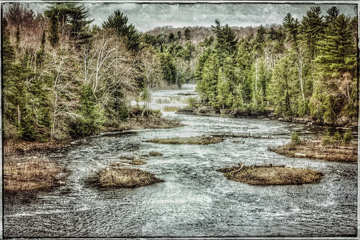 Another set of falls on the Tahquamenon River, modified original. (click to enlarge)