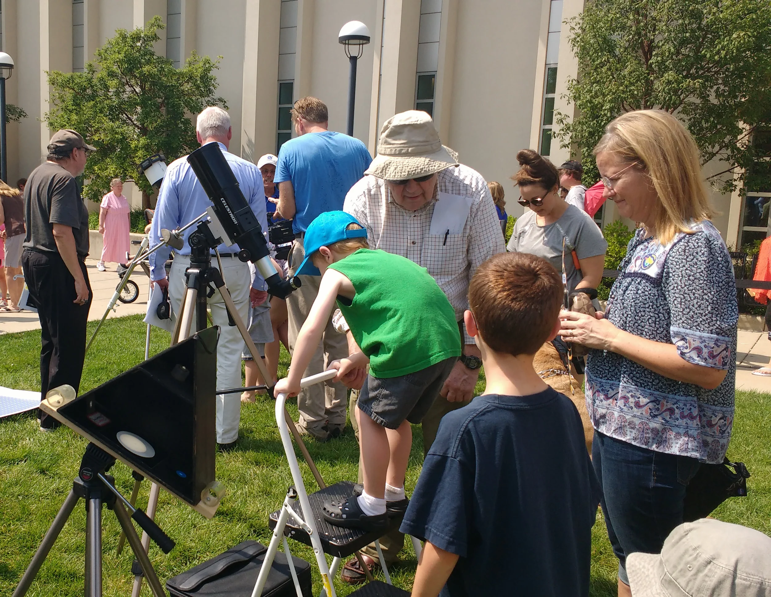 During the 2017 total solar eclipse, FWAS volunteers shared their expertise and telescopes with the public at the downtown ACPL library.