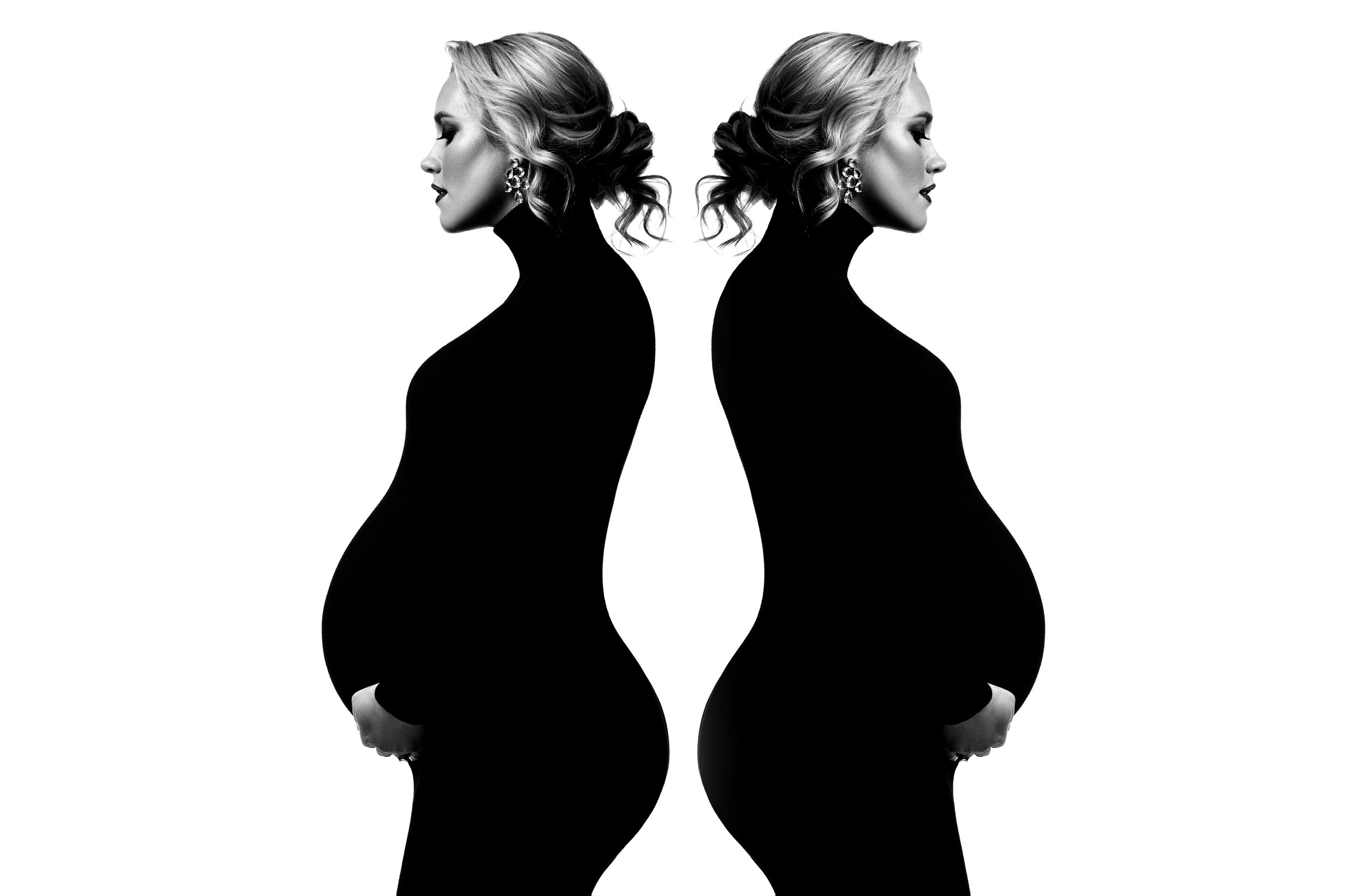 Reflection of pregnant woman in serene maternity photo