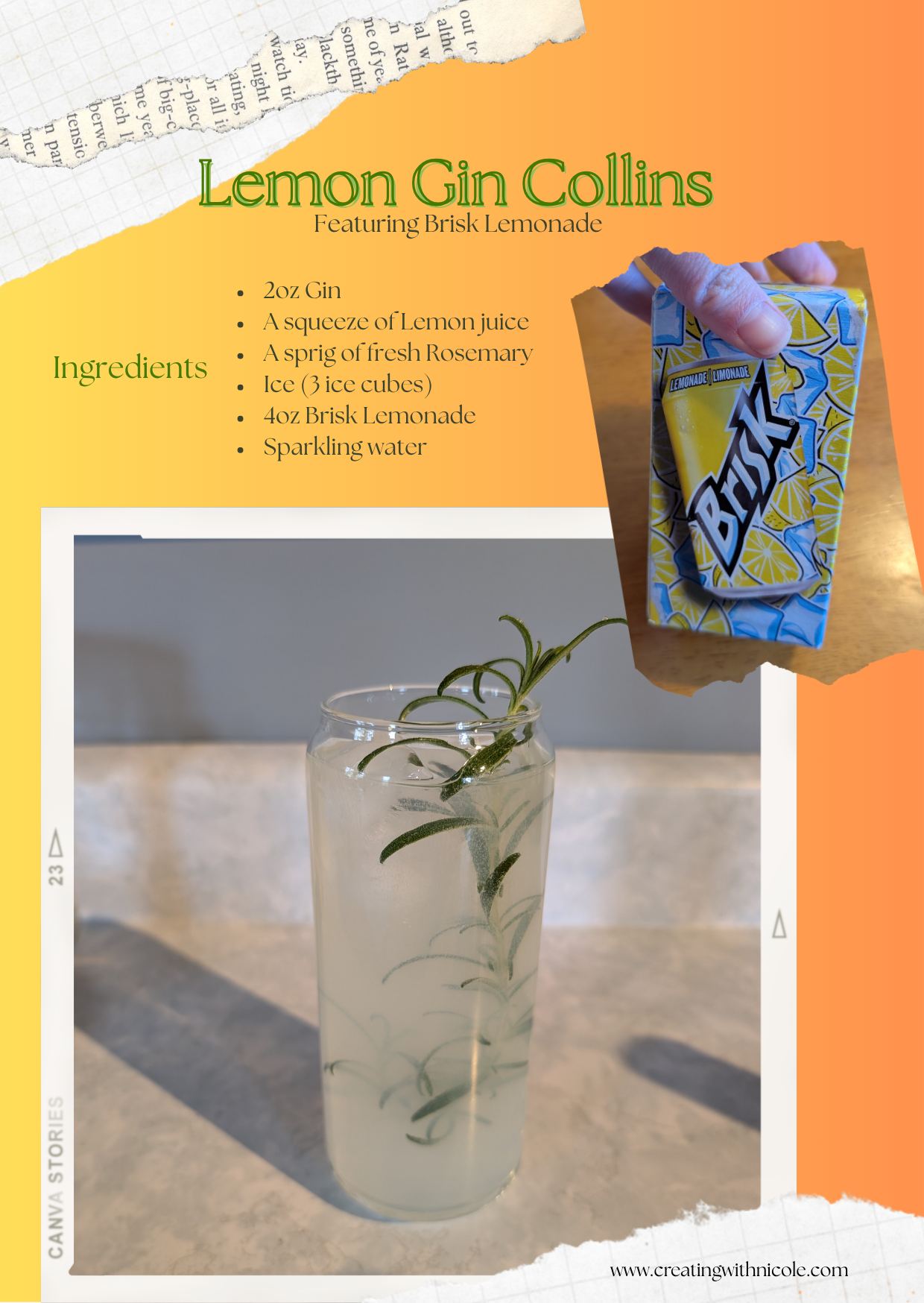 Lemon Gin Collins featuring Brisk Lemonade