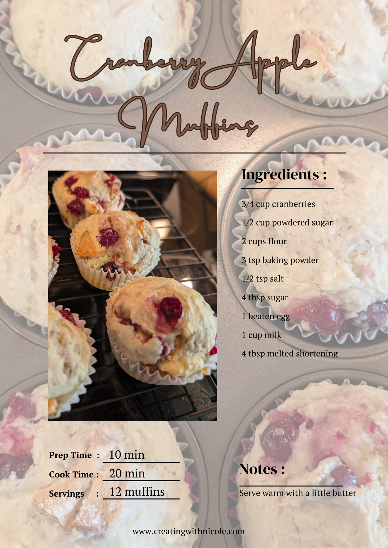 Recipe: Apple Cranberry Muffins