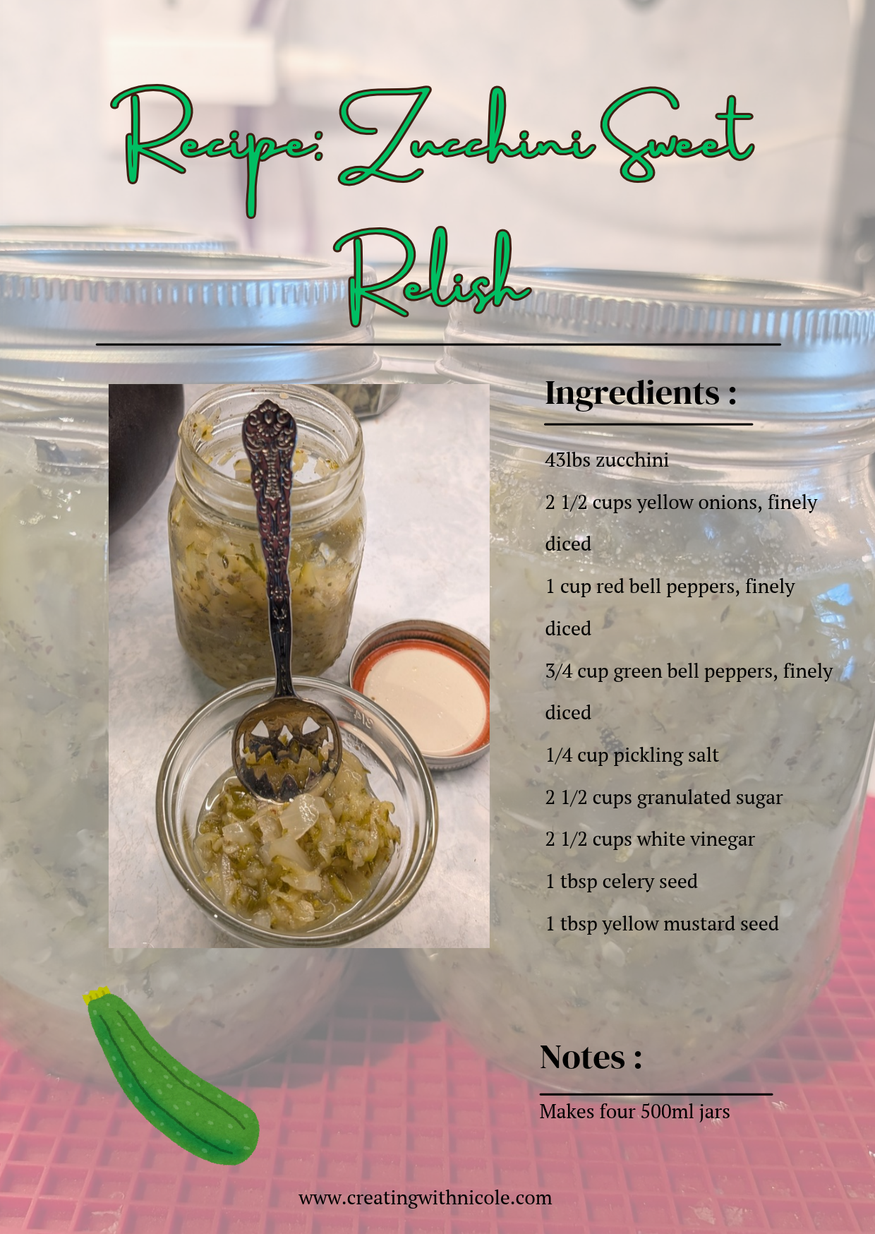 Recipe: Zucchini Sweet Relish
