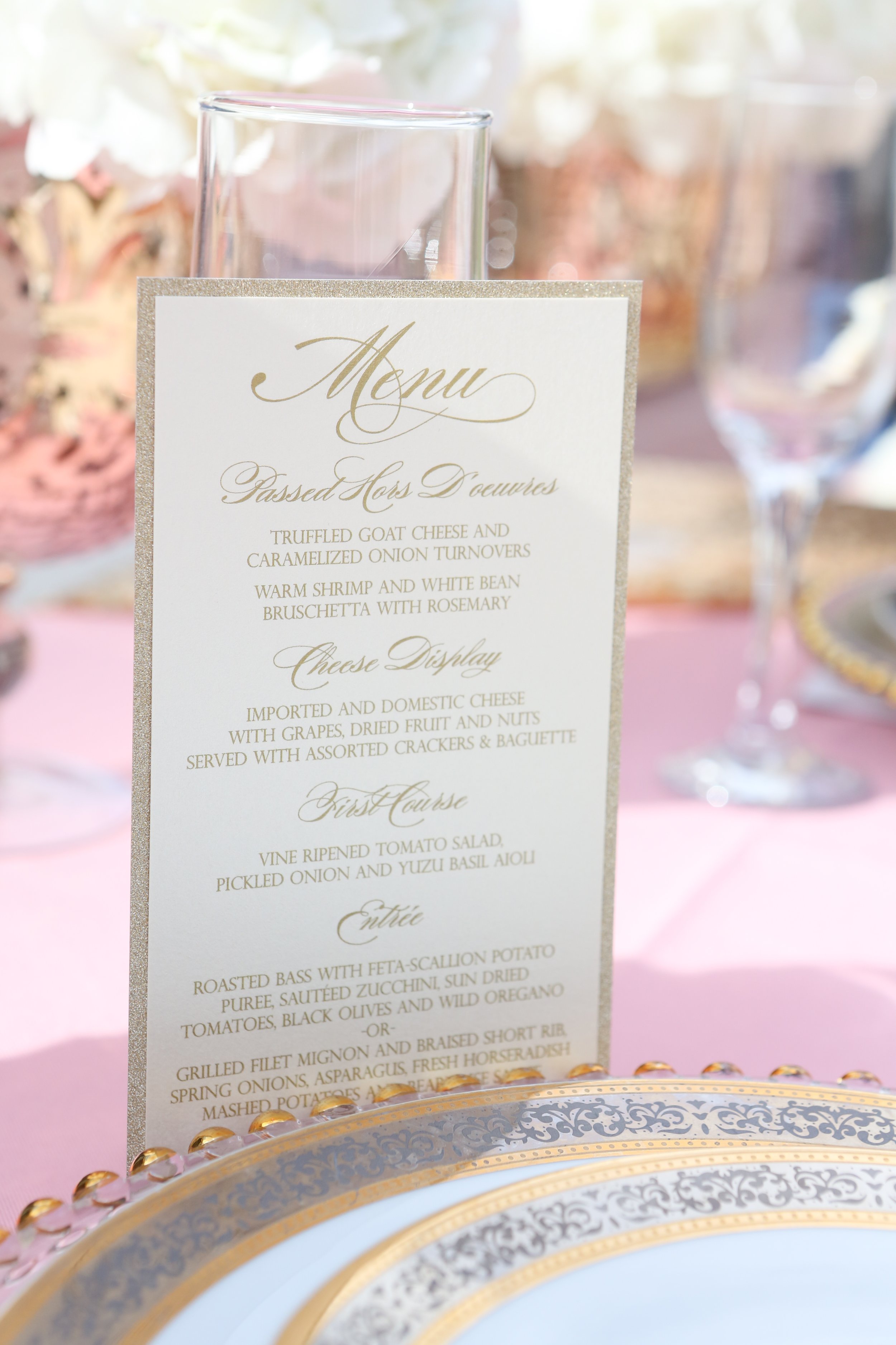 Gold Glitter Wedding Menu