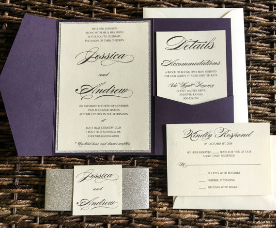 Silver Purple Wedding Return Address 5x7 Envelope